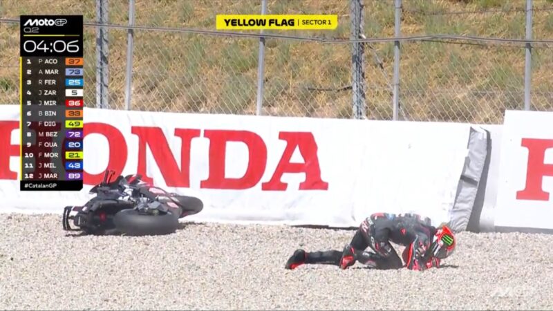 Bezzecchi Crashes in Q2 and Starts Catalunya GP 12th